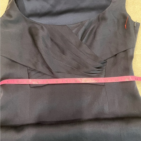 [6] Elie Tahari Dress Silk Blue Sleeveless Scoop Neck Pleat Bodice Sheath - Picture 8 of 10